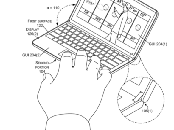 マイクロソフト、折りたたみ式の2画面デバイスを示唆する特許を申請